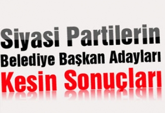 2014 Yerel Seçimleri Siyasi Partilerin Belediye Başkan Adayları Kesin Sonuçları