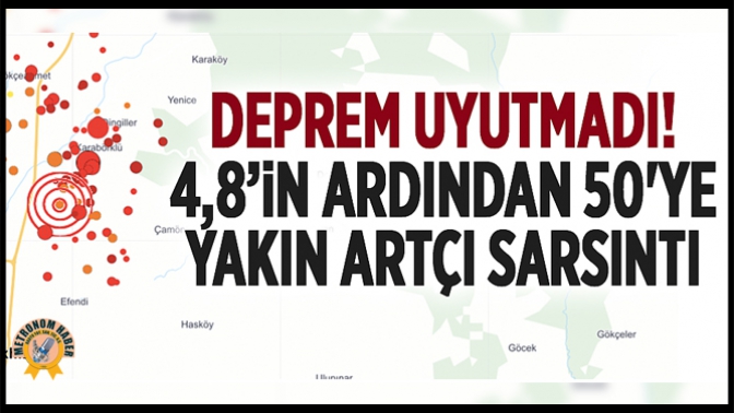 4,8’in Ardından 50ye Yakın Artçı Sarsıntı