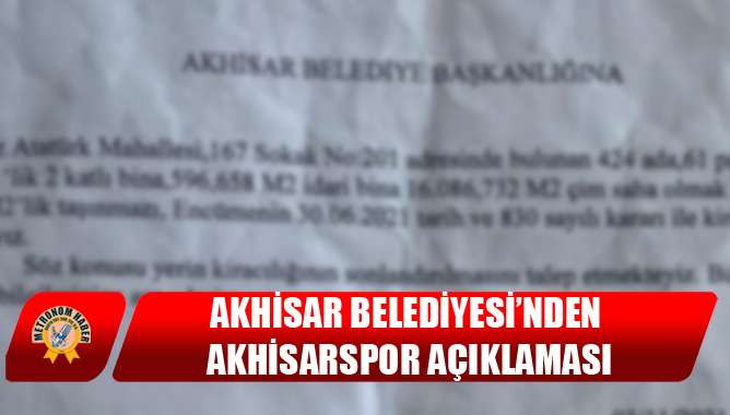 Akhisar Belediyesi’nden Akhisarspor Açıklaması