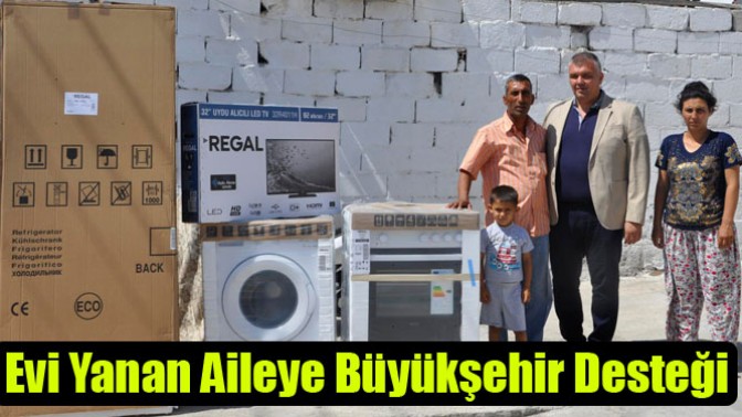 Akhisar’da Evi Yanan Aileye Büyükşehir Desteği