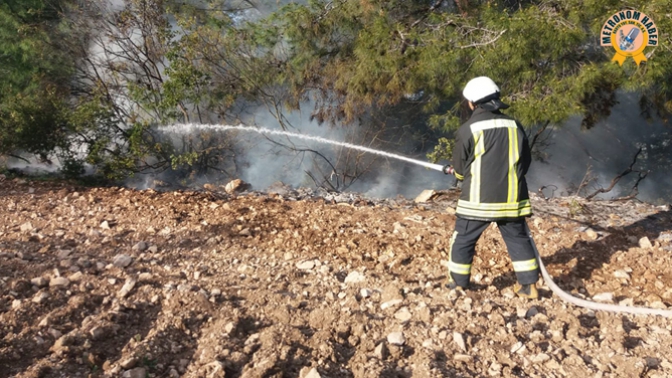 Akhisar’da Ormanlık Ve Zeytinlik Alandaki Yangına Müdahale