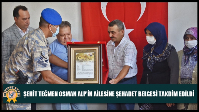 Akhisarlı Şehit Teğmen Osman Alp’in ailesine şehadet belgesi takdim edildi