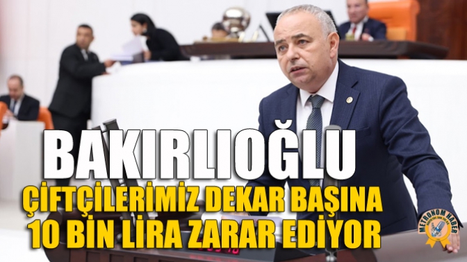 Bakırlıoğlu: “Çiftçilerimiz Dekar Başına 10 Bin Lira Zarar Ediyor “