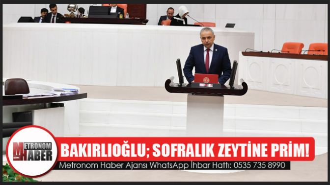 Bakırlıoğlu Meclisten seslendi; Sofralık Zeytine Prim!