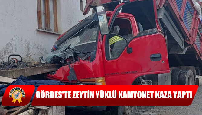 Gördeste Zeytin Yüklü Kamyonet Kaza Yaptı