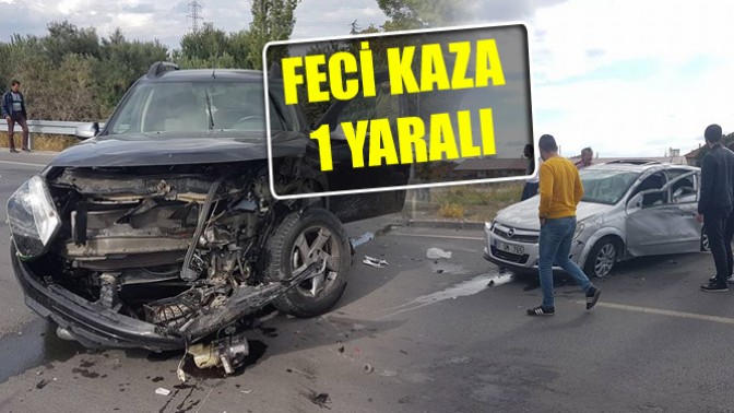 Medar kavşağında feci kaza 1 yaralı!