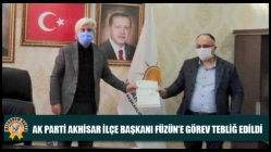 Ak Parti Akhisar İlçe Başkanı Füzün’e Görev Tebliğ Edildi