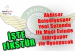 Akhisar Belediyespor Yeni Sezonda İlk Maçı Evinde Elazığspor ile Oynayacak