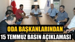 Akhisar esnaf oda başkanlarından ortak 15 Temmuz basın açıklaması