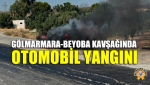 Akhisar'da Gölmarmara-Beyoba Kavşağında Otomobil Yangını