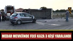 Medar Mevkiinde Feci Kaza 3 Kişi Yaralandı