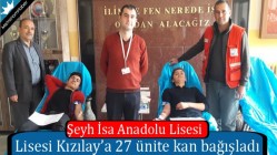 Şeyh İsa Anadolu Lisesi Kızılay’a 27 ünite kan bağışladı