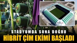 Stadyumda hibrit çim ekimi başladı