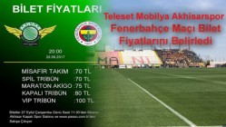 Teleset Mobilya Akhisarspor, Fenerbahçe Maçı Bilet Fiyatlarını Belirledi