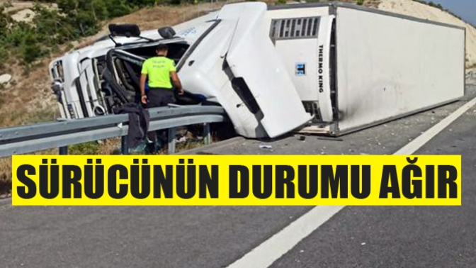 Yan Yatan Araç Sürücüsünün Durumu Ağır