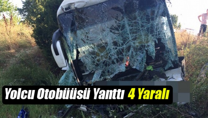 Yolcu Otobüs Yan Yattı; 4 Yaralı